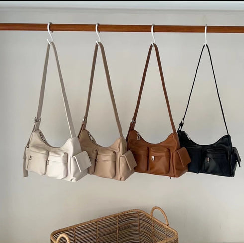 Vintage Versatile Multi Pocket Side Shoulder Bags Adjustable Straps